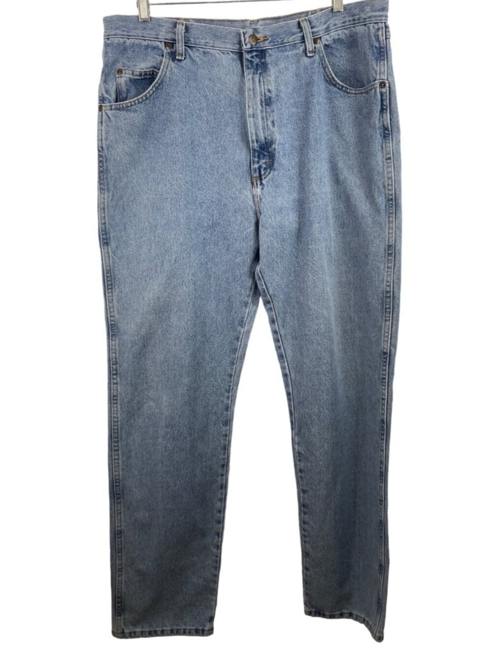 Wrangler Jeans Mens 40x34 Blue light Wash Rugged Straight Leg Cowboy